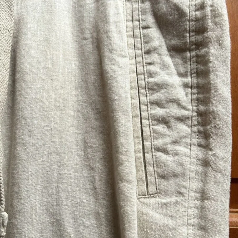 Easy Resort Living Linen Drawstring Pants. Cream Flat Front. Zip Fly. 33x30